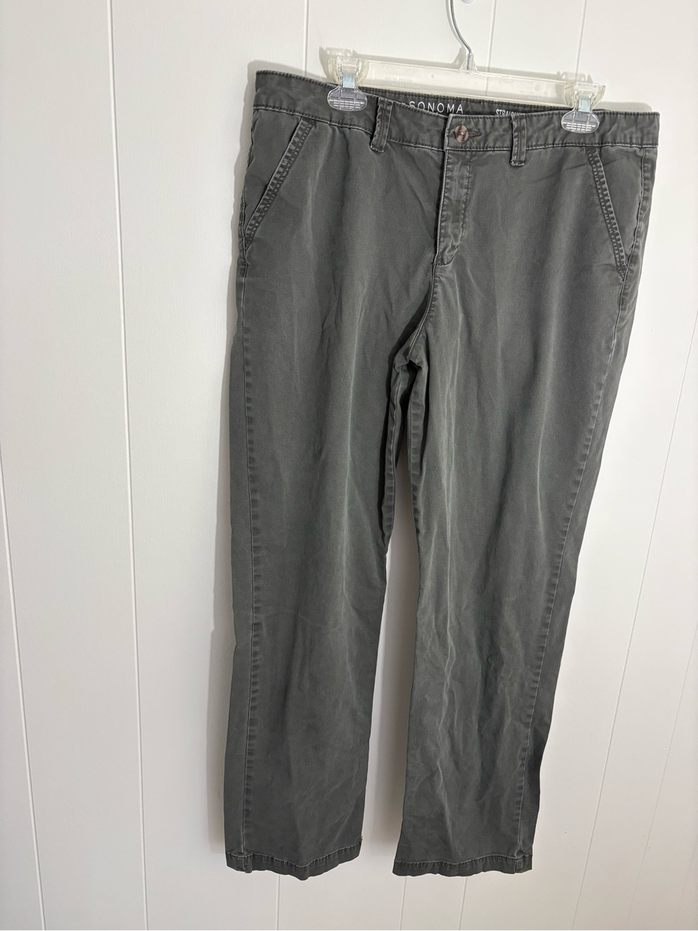 Sonoma Straight Mid Rise Pants in Charcoal Gray